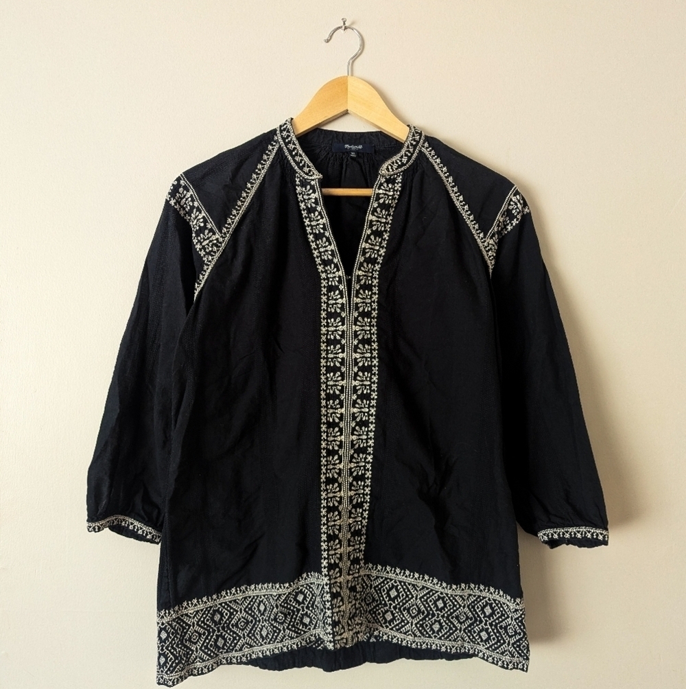 Madewell Black Embroidered Top